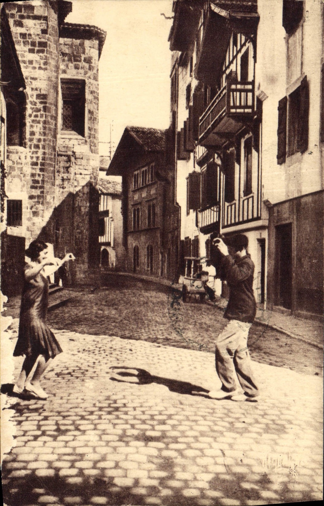 VINTAGE POSTCARD At the Pays Basque Fandango Dances Folklore