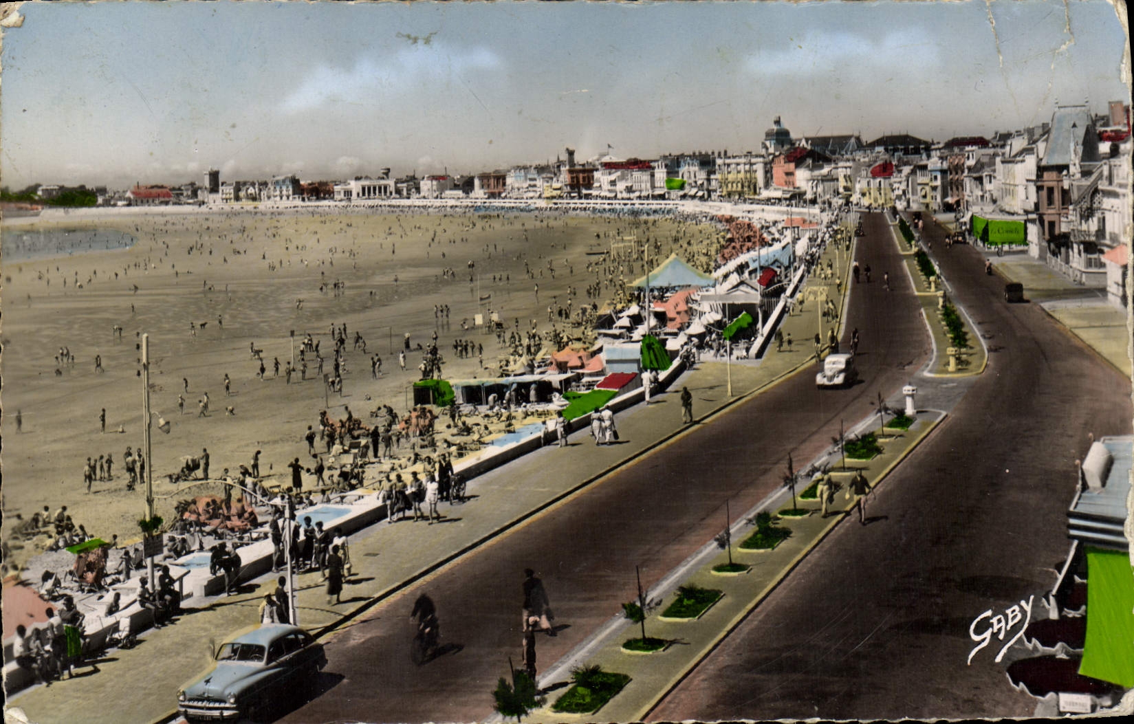 POSTAL MODERNA Sables d'Olonne el terraplén y la playa