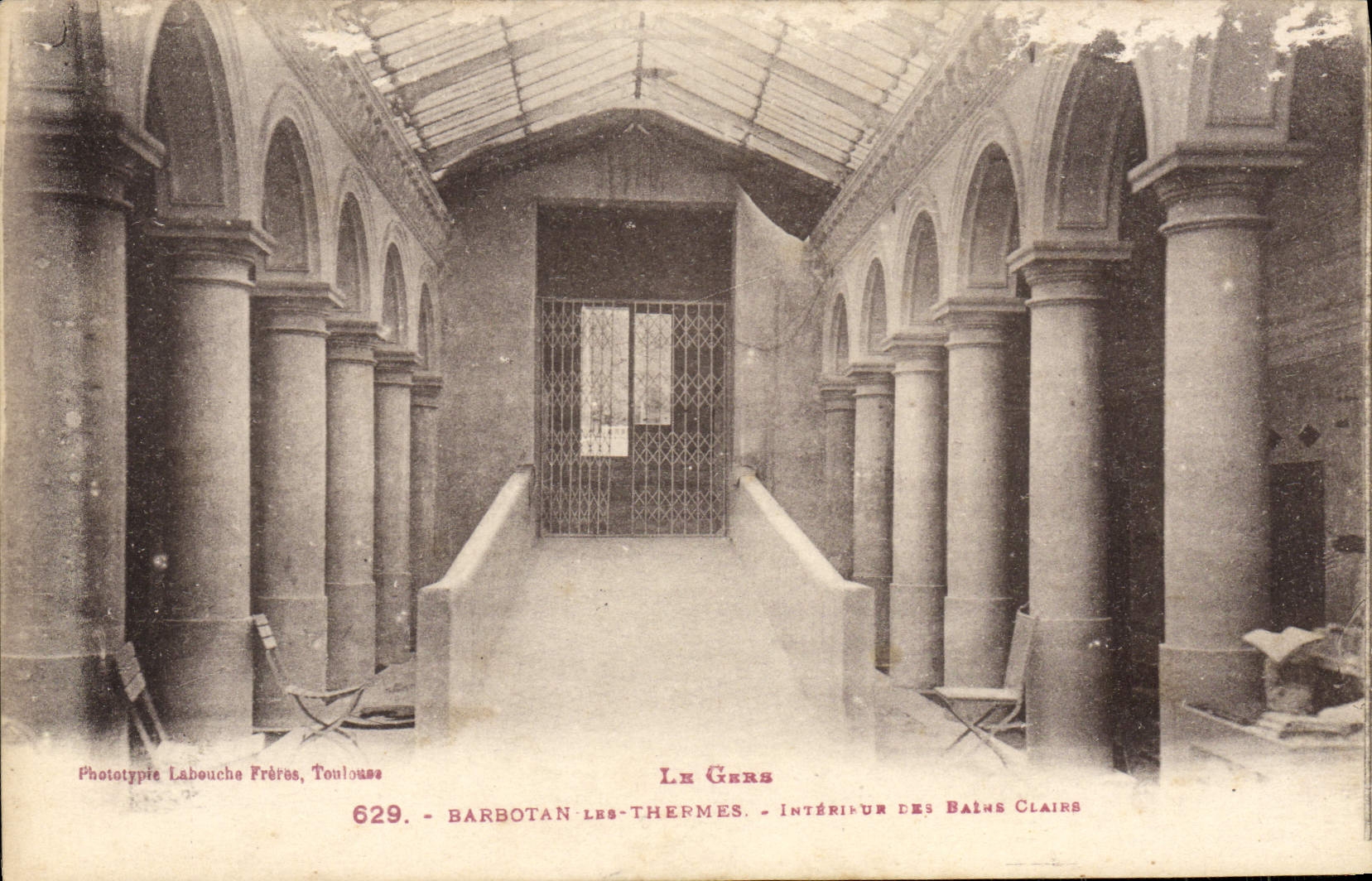 VINTAGE POSTCARD Barbotan Interior Thermal baths of the hot baths