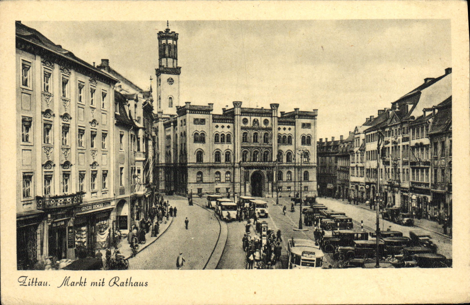 VINTAGE POSTCARD Littau Markt MIT Rathaus