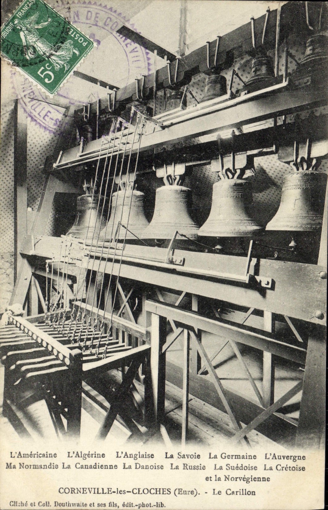 POSTAL Corneville Belces de la VENDIMIA el carillón