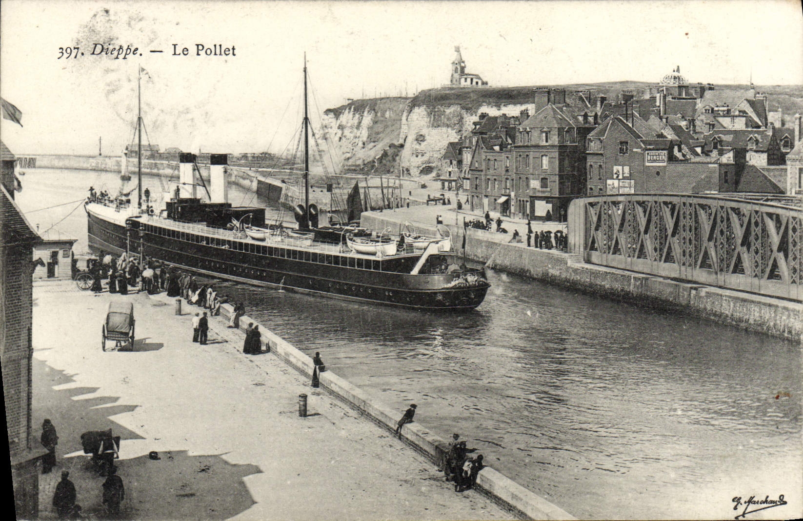 Barco de Dieppe Pollet de la POSTAL de la VENDIMIA