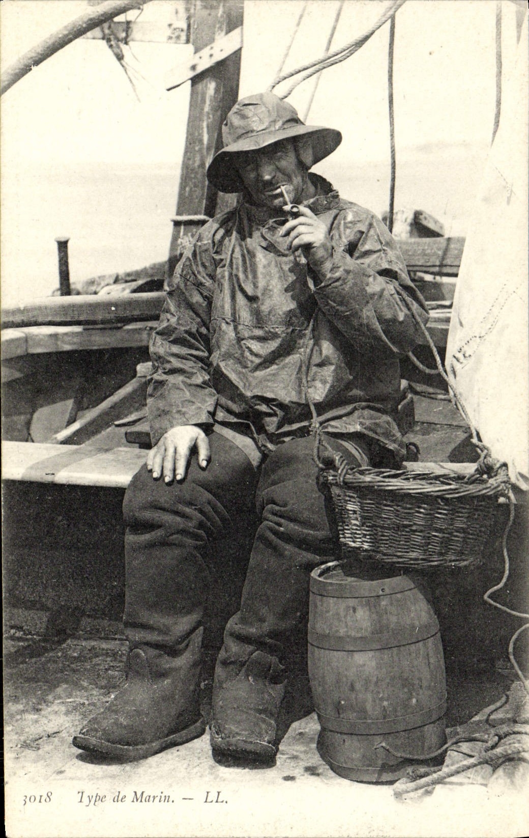 Tipo de la POSTAL de la VENDIMIA de Sinning de los pescados del marinero