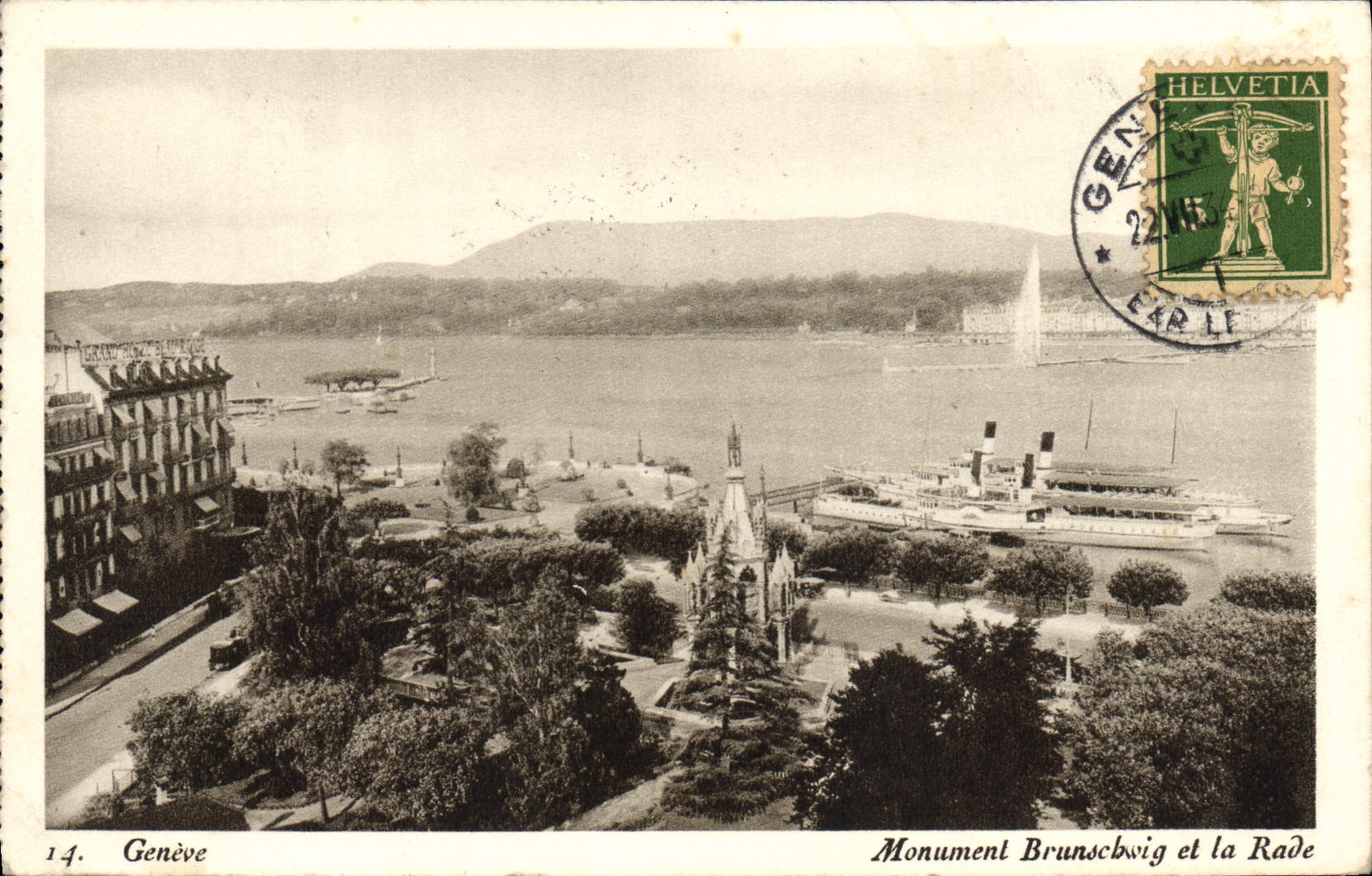 CPA Geneve Monument Brunschwig Et La Rade Bateau