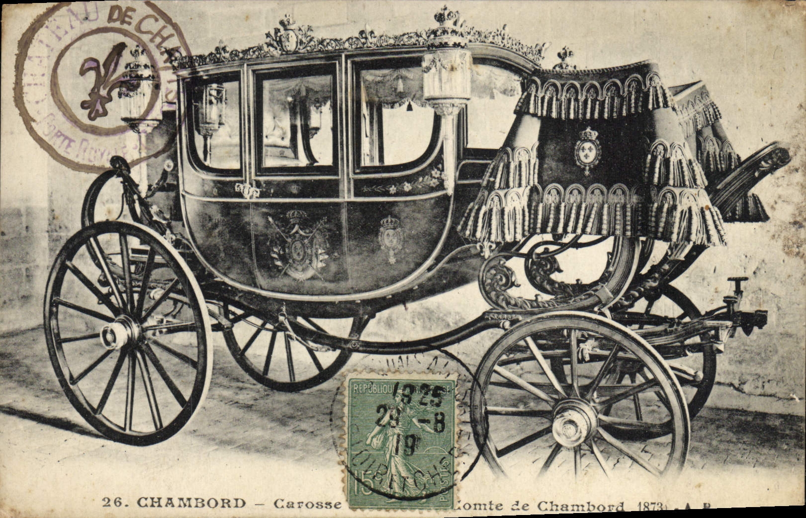 POSTAL Chambord Carosse Count de Chambord de la VENDIMIA