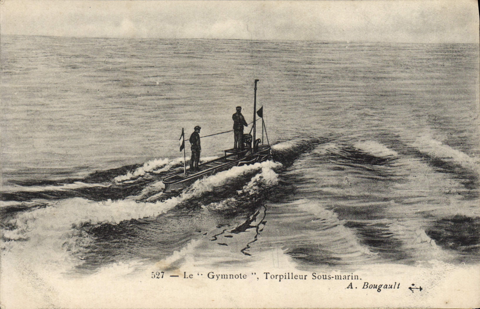 VINTAGE POSTCARD Gymnote Destroyer Underwater Submarine