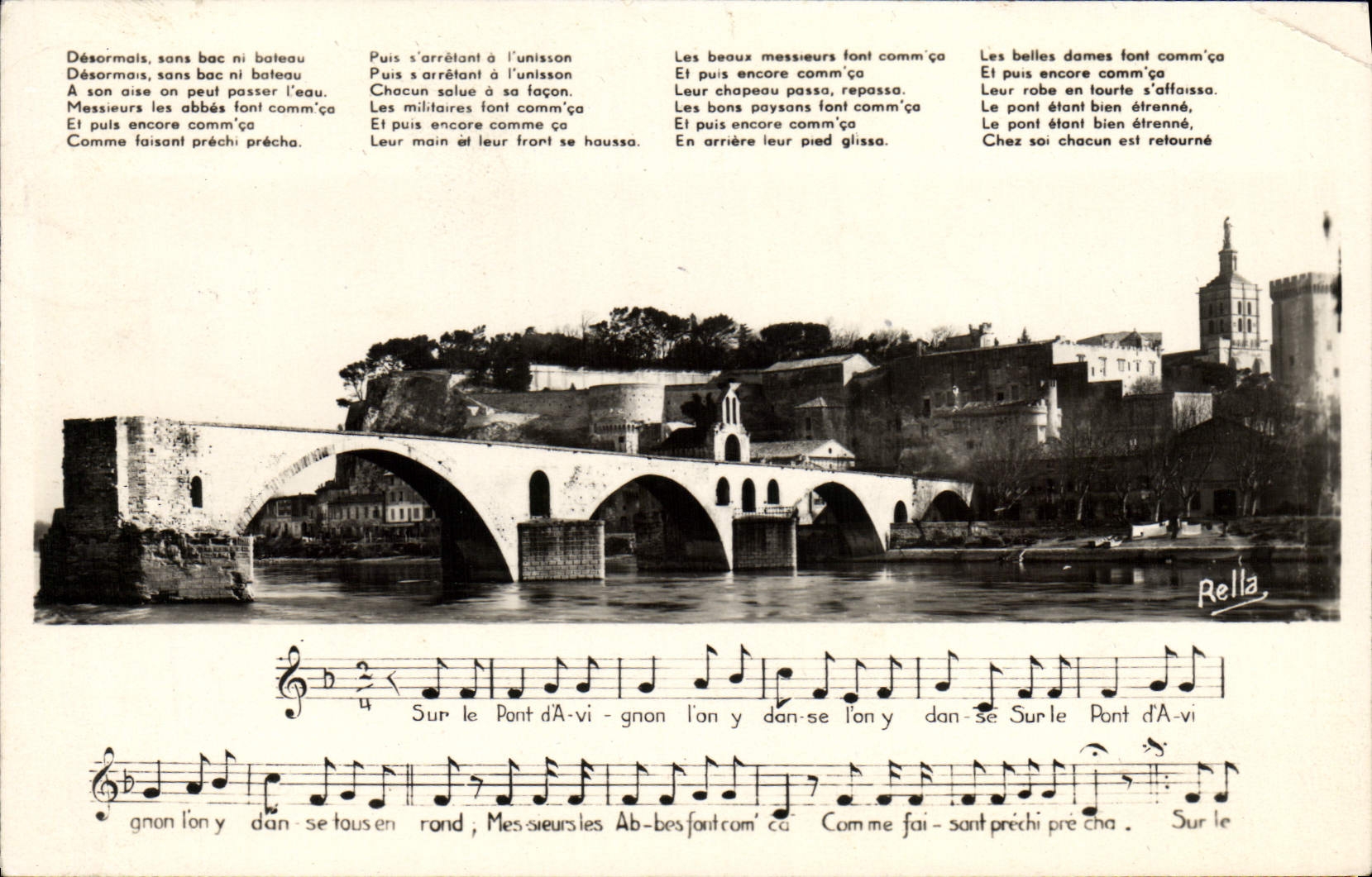 POSTAL de la VENDIMIA en el puente de Avignon