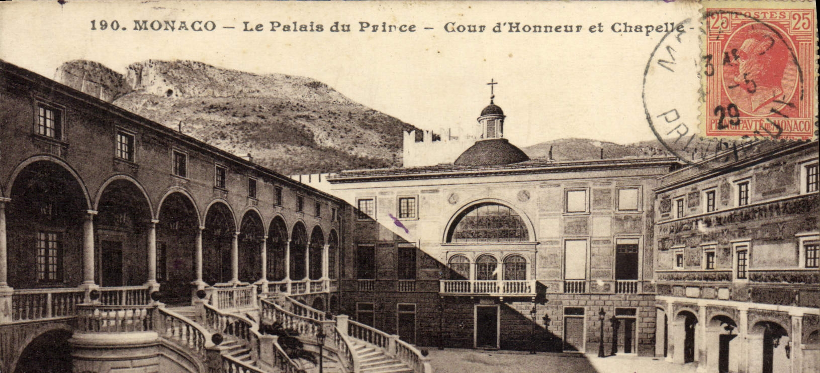 VINTAGE POSTCARD Monaco the Palate Of the Prince Main courtyard and vault