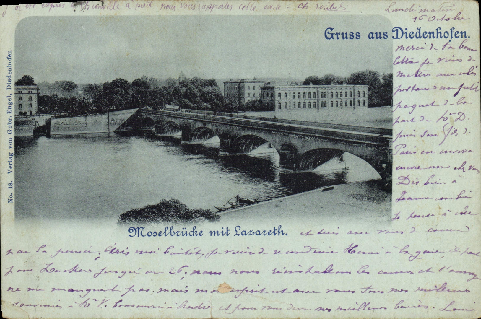 VINTAGE POSTCARD Moselbruche MIT Lazareth Gruss Aus Diedenhofen