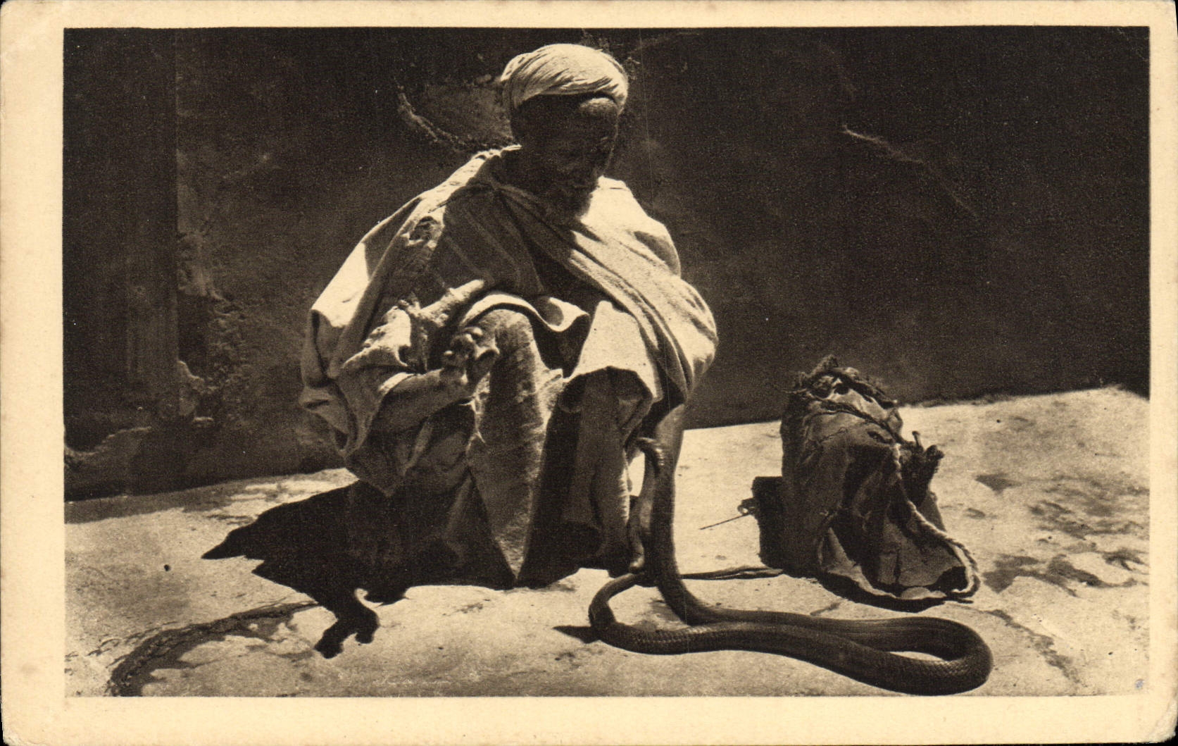 VINTAGE POSTCARD Marrakech the Snake charmer