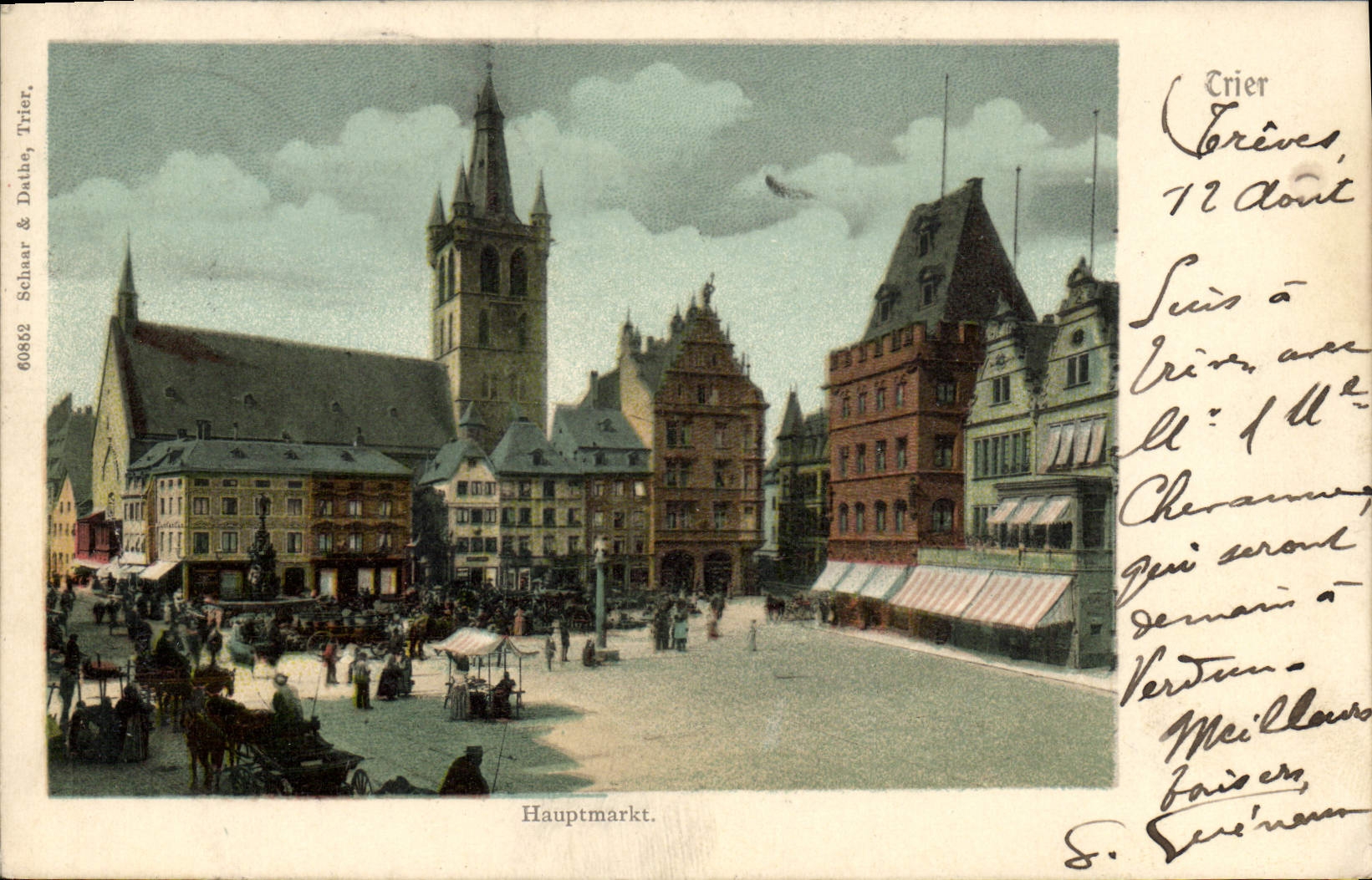 Trier de Hauptmarkt de la POSTAL de la VENDIMIA