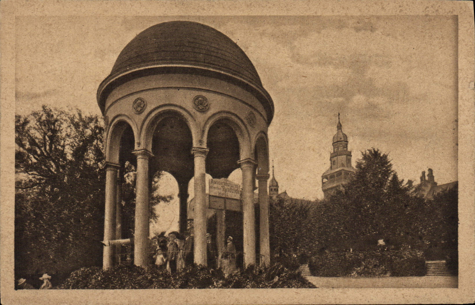 VINTAGE POSTCARD Wiesbaden Tempel auf dem Neroberg put Restaurant