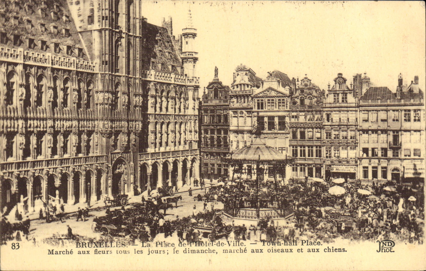 VINTAGE POSTCARD Brussels the Place De I' Town hall