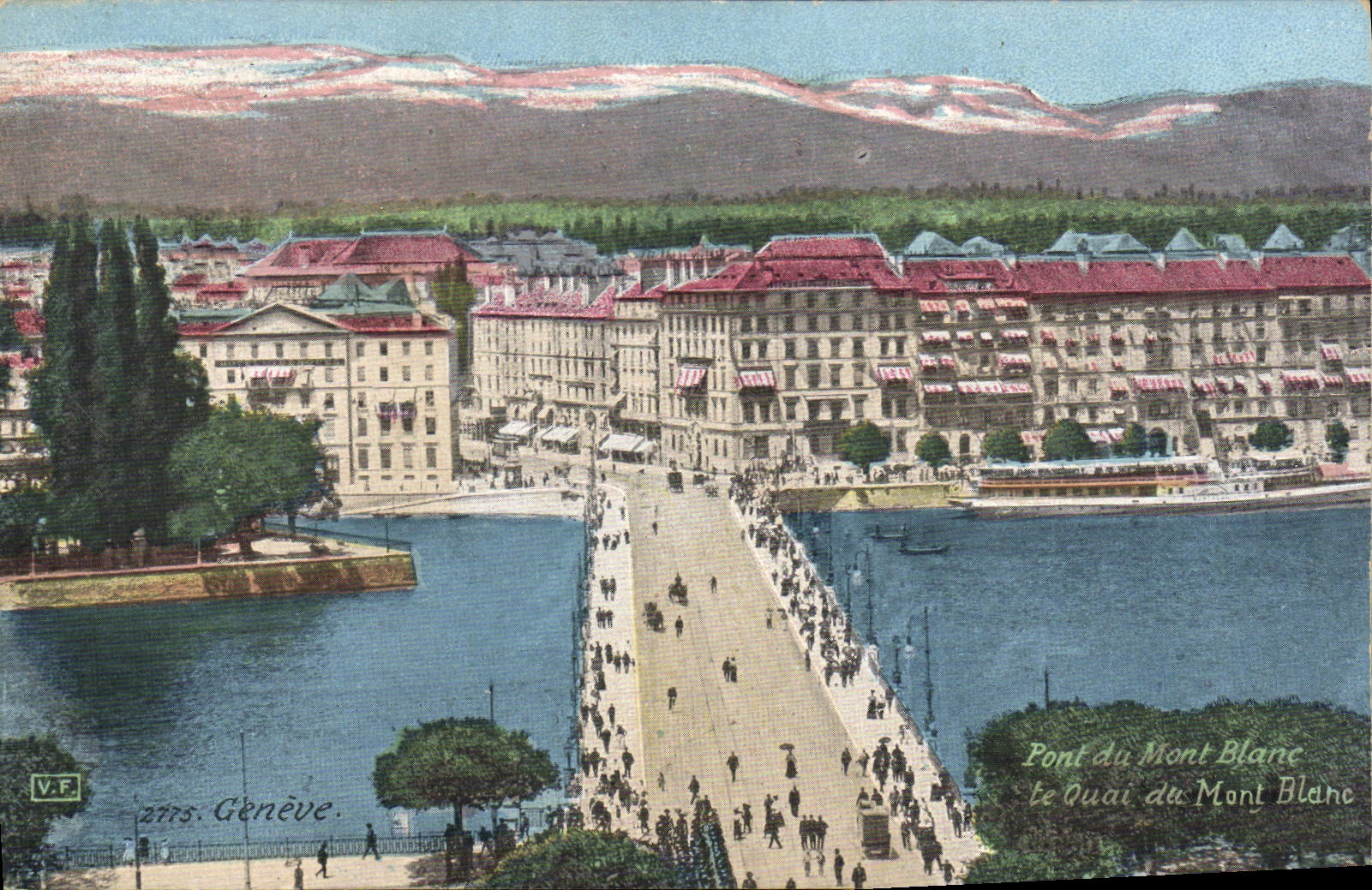 CPA Geneve Pont du Mont Blanc Le quai du Mont Blanc