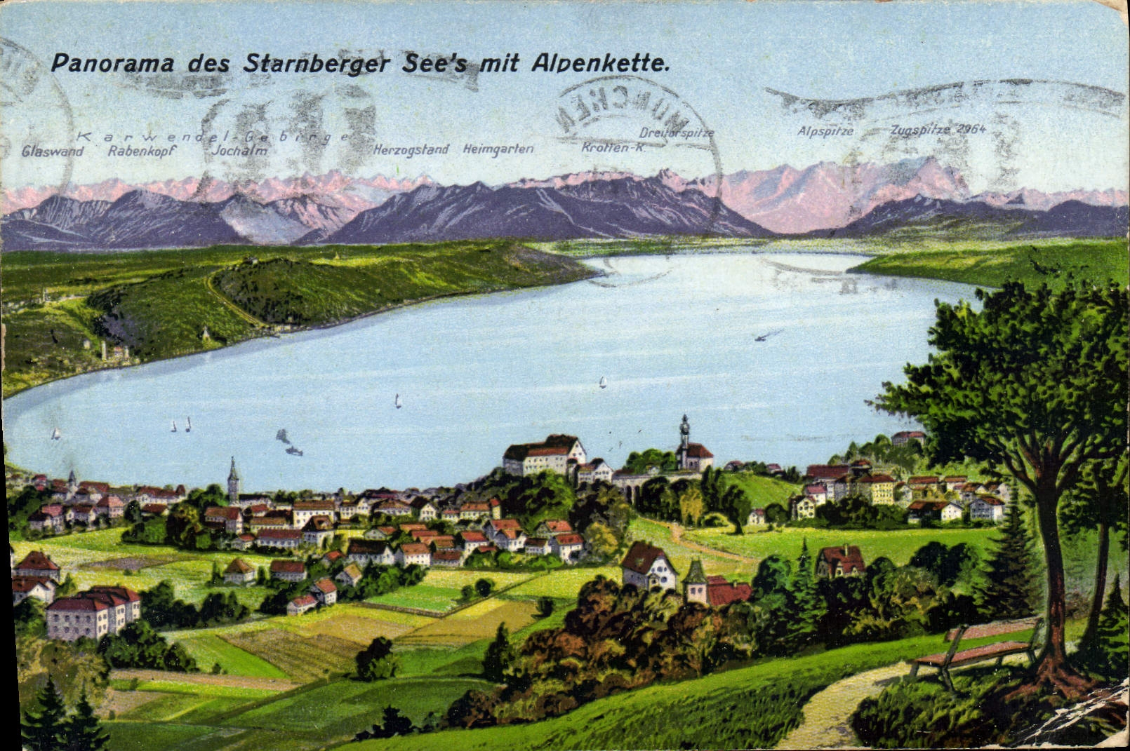CPA Panorama Des Stranberger Sees Mit Alpenkette