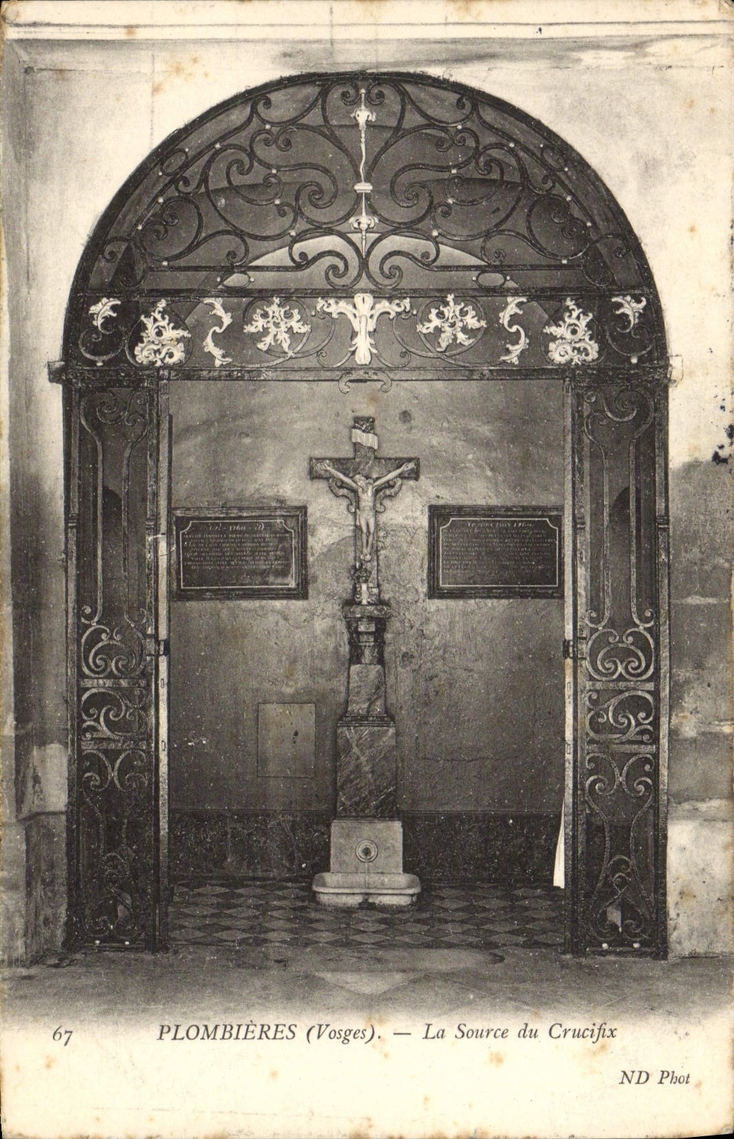 VINTAGE POSTCARD Plombieres the Source Of the Crucifix