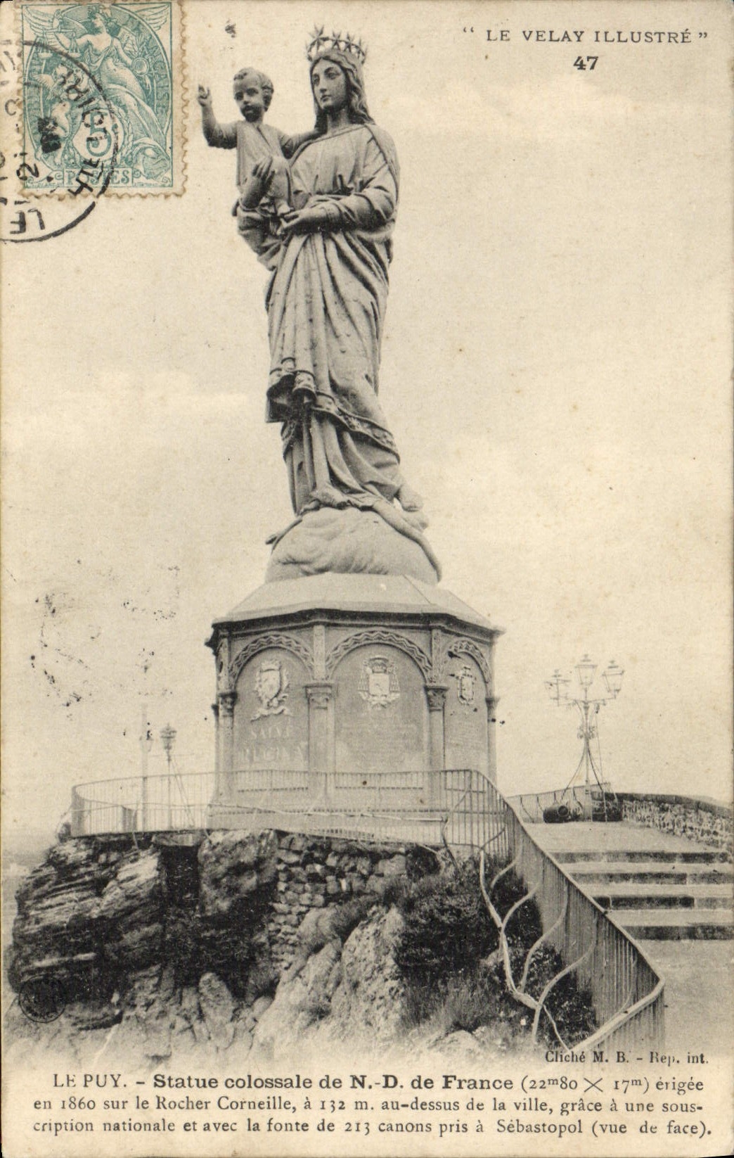 VINTAGE POSTCARD Puy Rules colossal of ND of France