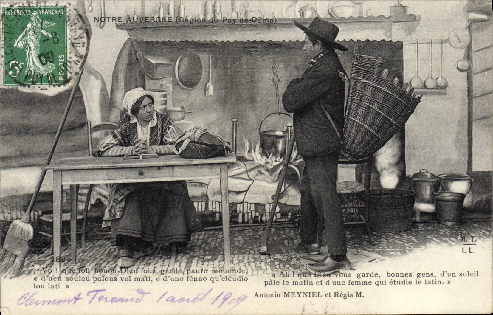 VINTAGE POSTCARD Our Auvergne Folklore