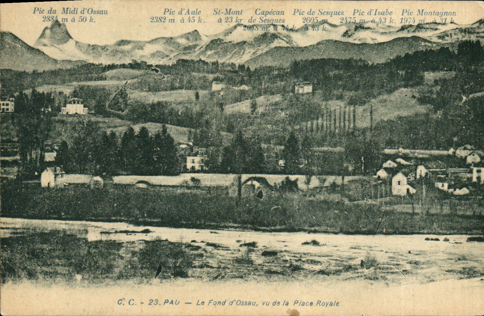 VINTAGE POSTCARD Pau the Fund D' Ossau Seen Of the Royal Place