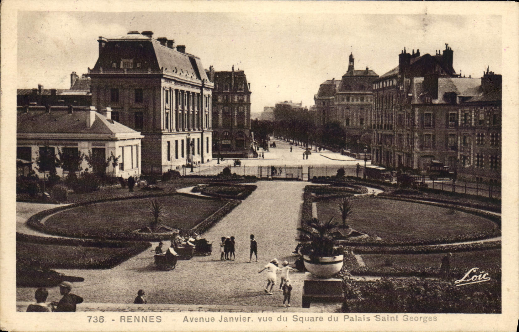 VINTAGE POSTCARD Rennes Avenue January Seen Of the Public garden Of the Holy Palate Georges