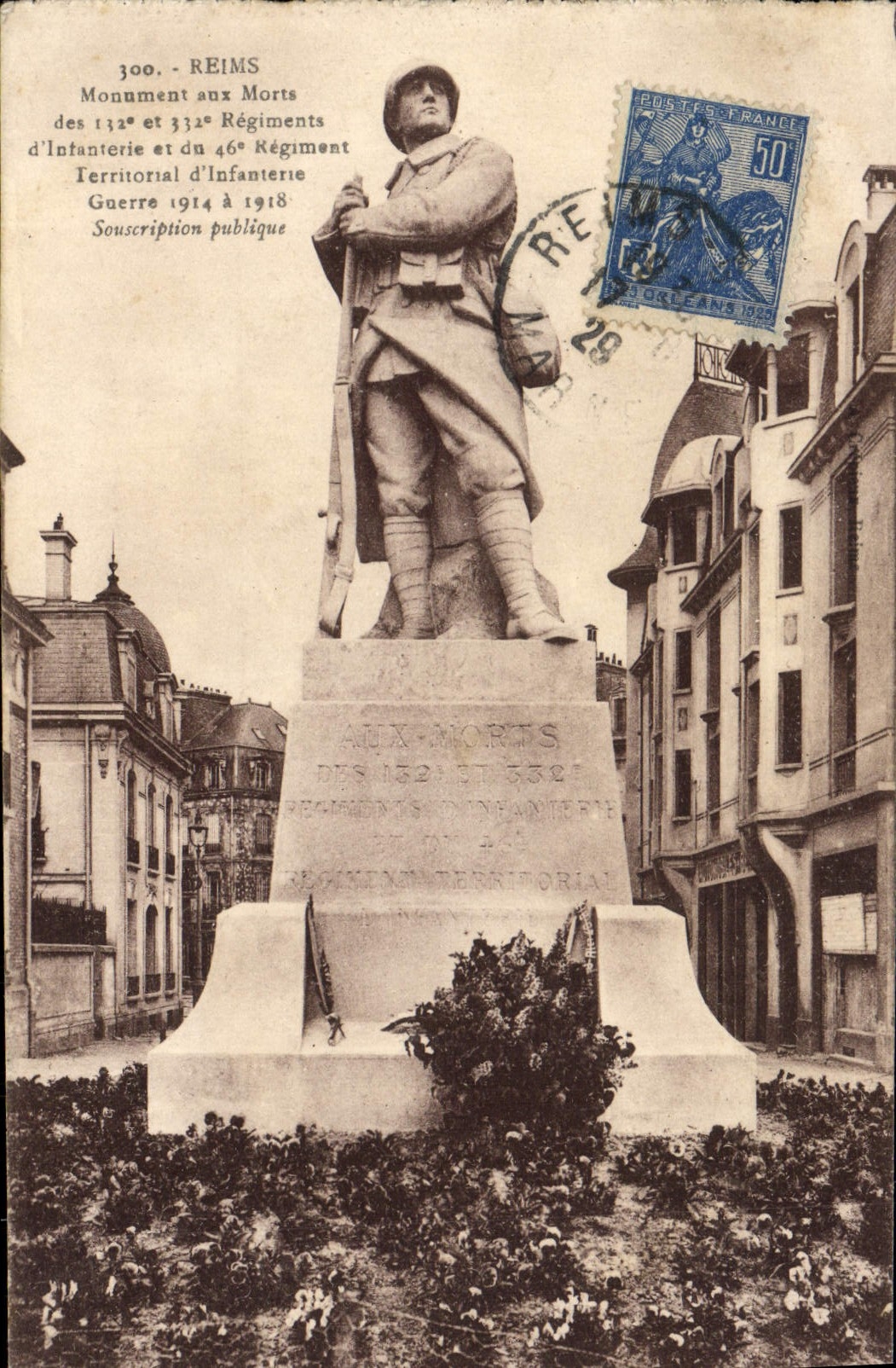 CPA Reims Monument Aux Morts Militaria