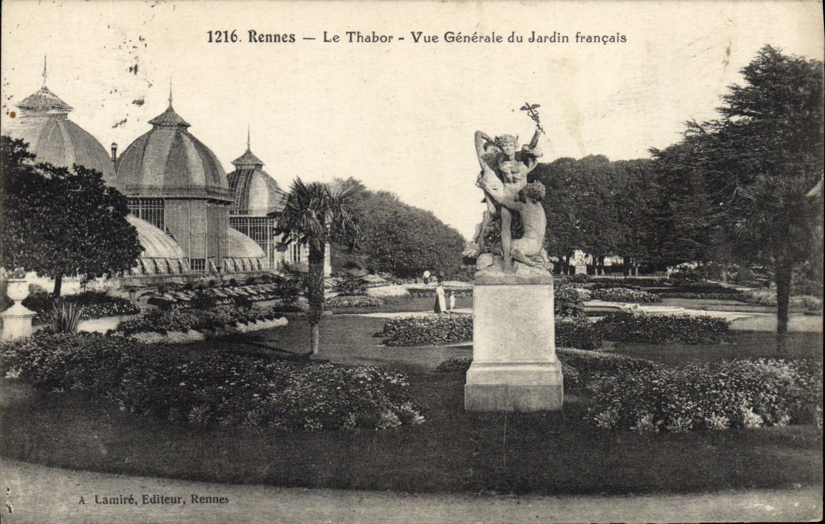 VINTAGE POSTCARD Rennes Thabor View Of the French Garden