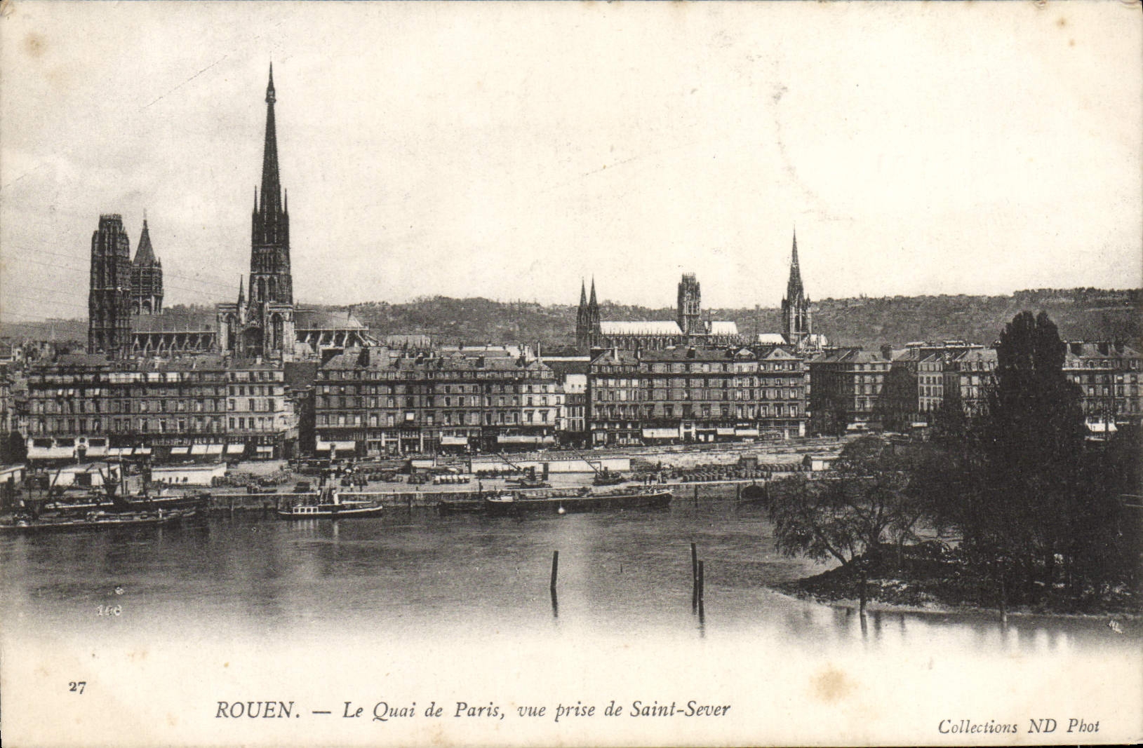 VINTAGE POSTCARD Rouen the Quay Of Paris Seen from Of Sever Saint