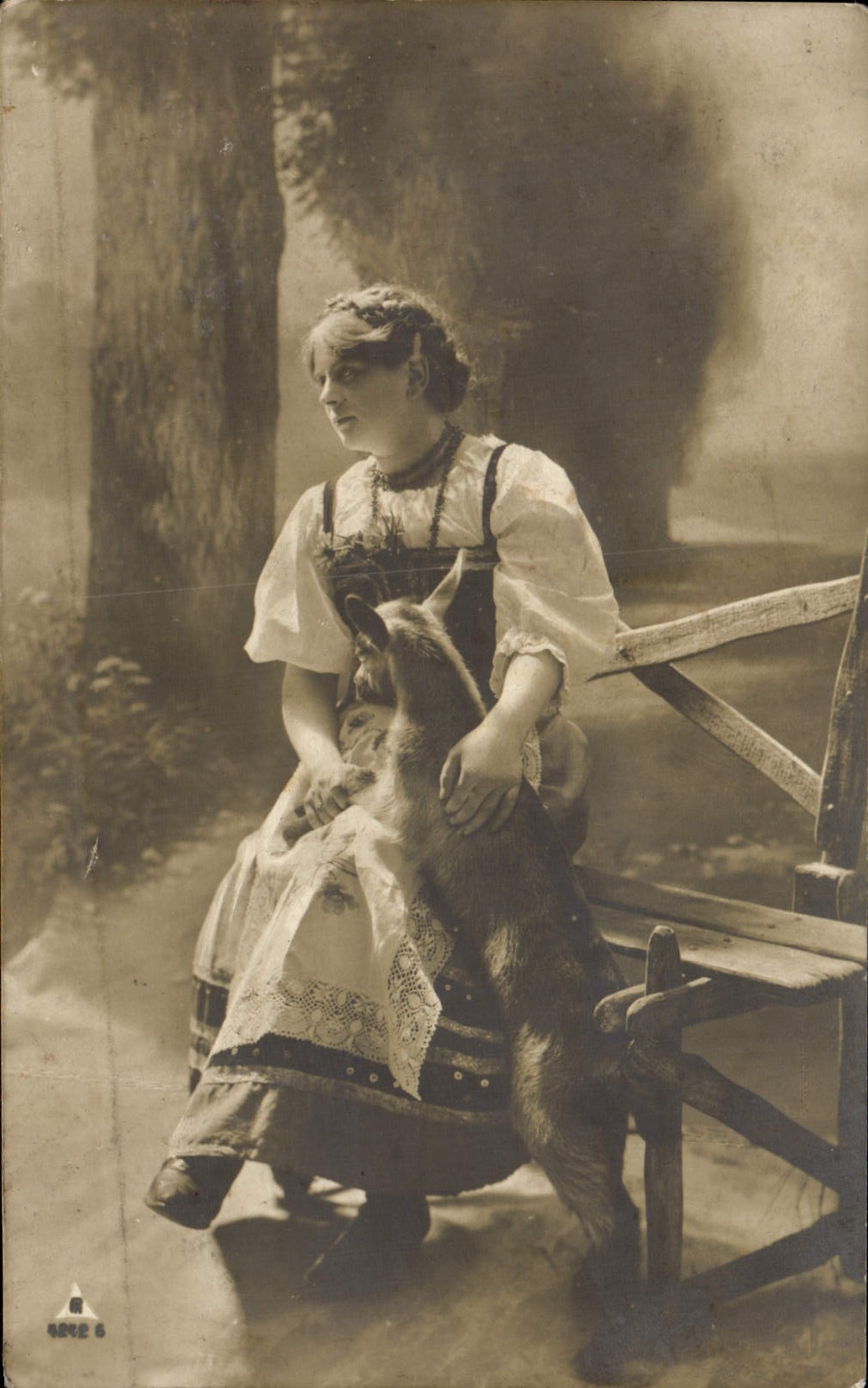 VINTAGE POSTCARD Fantasy Woman Goat