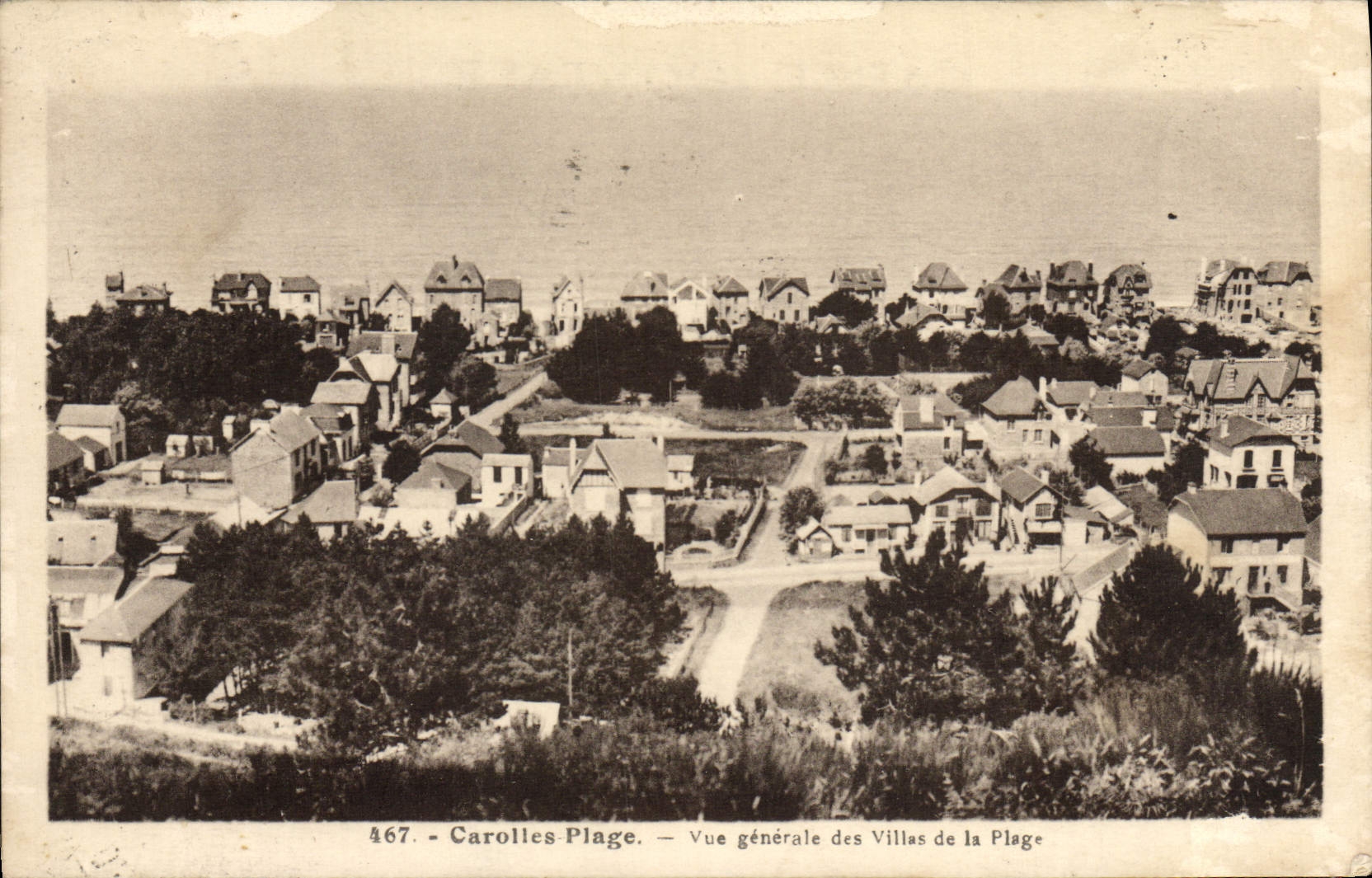 VINTAGE POSTCARD Carolles Beach View Of the Villas Of the Beach