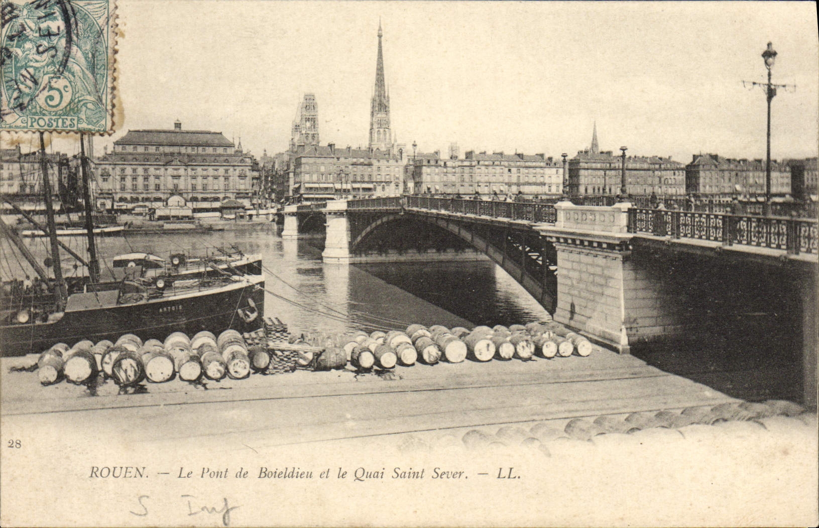 VINTAGE POSTCARD Rouen the Bridge De Boieldieu And the Holy Quay Sever