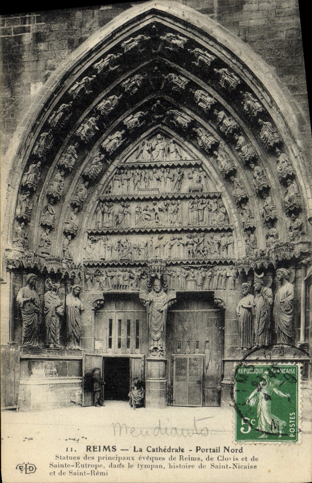 VINTAGE POSTCARD Rheims the Northern Cathedral Gate