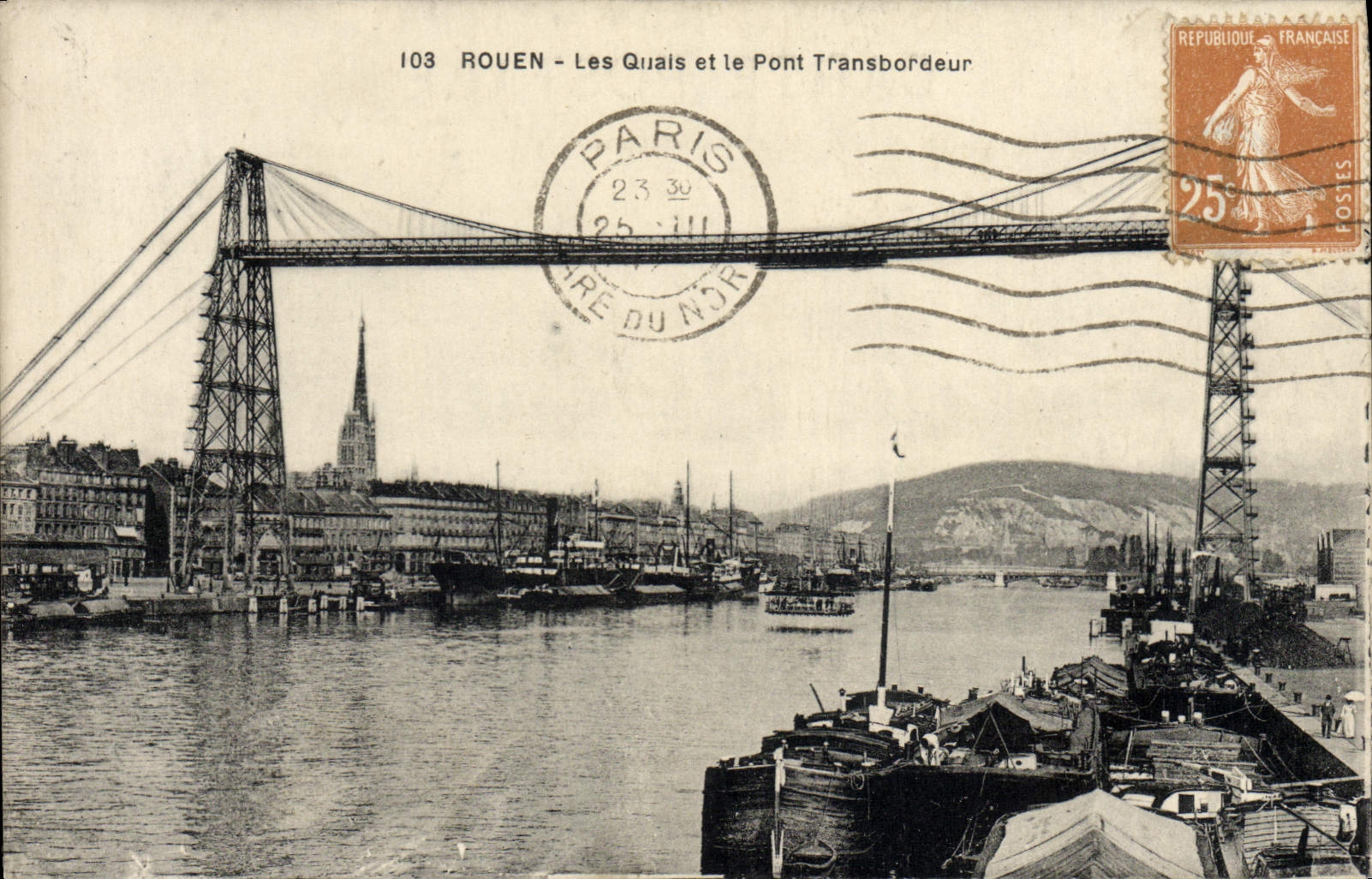 CPA Rouen Les Quais Et Le Pont Transbordeur