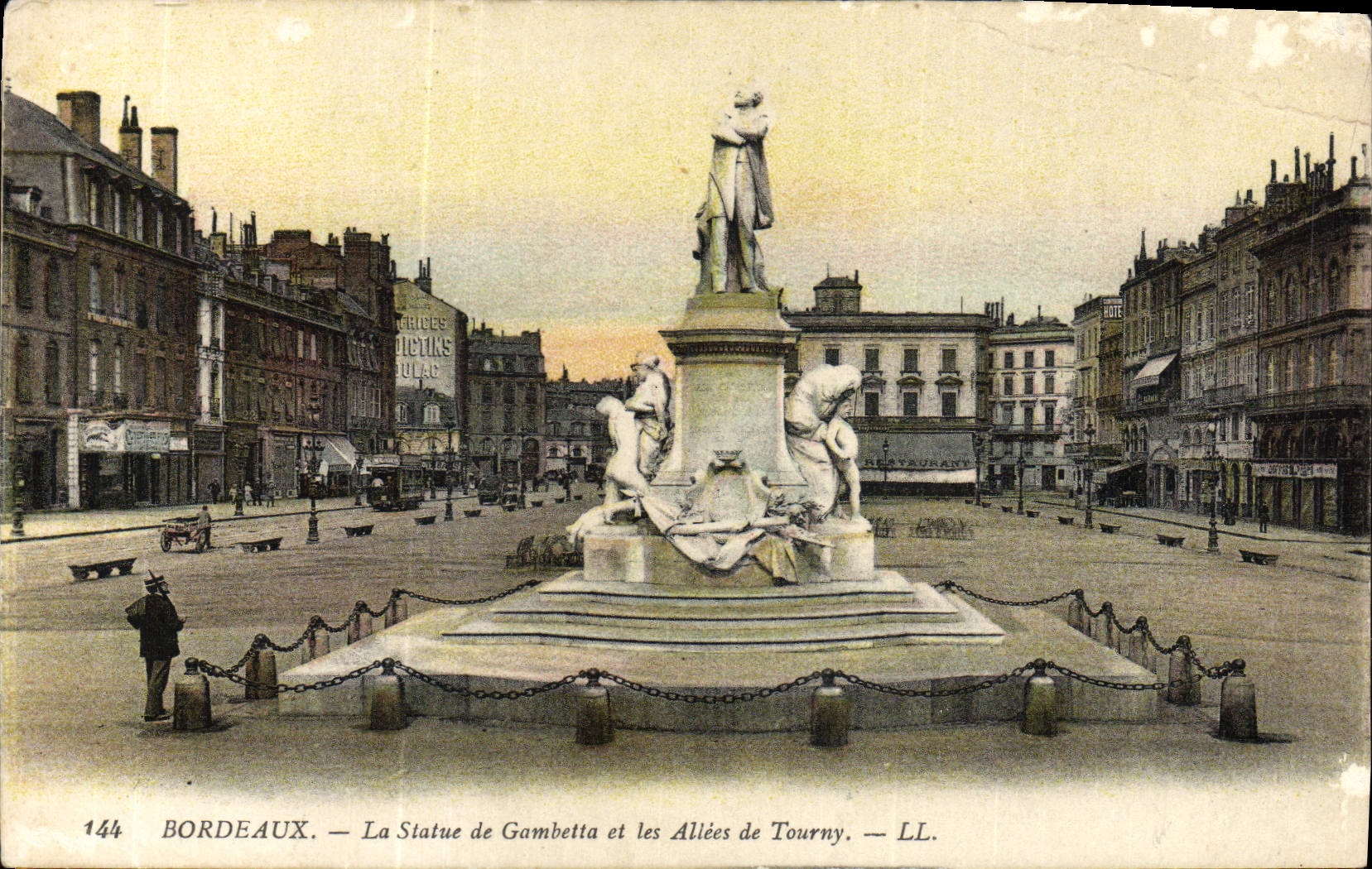 VINTAGE POSTCARD Bordeaux the Statue of Gambetta and Alleys of Tourny
