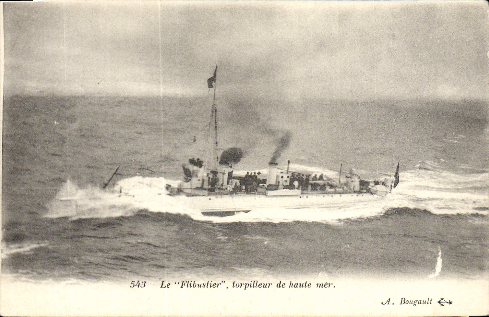 VINTAGE POSTCARD Flibustier Destroyer of Open sea