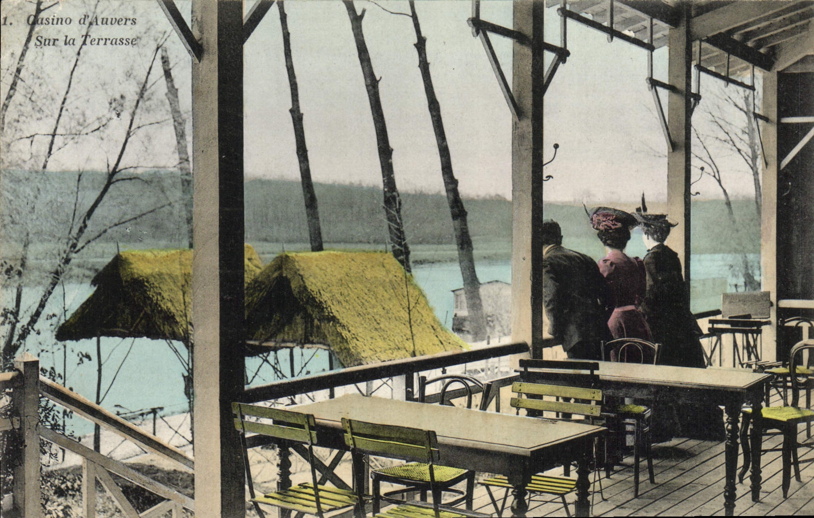 Casino de la POSTAL de la VENDIMIA de Auvers en la terraza