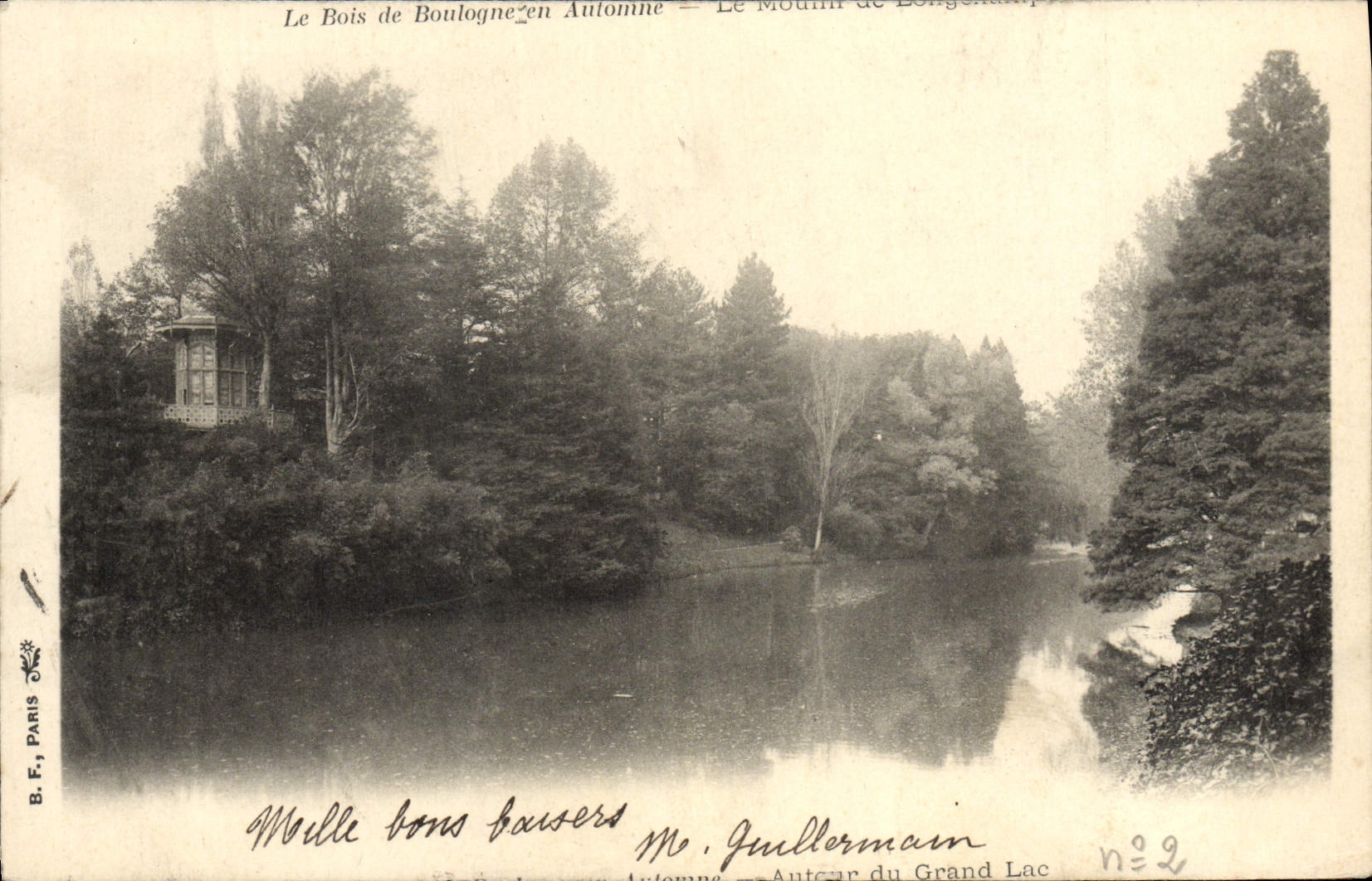 VINTAGE POSTCARD the Bois de Boulogne Fall Around the big lake