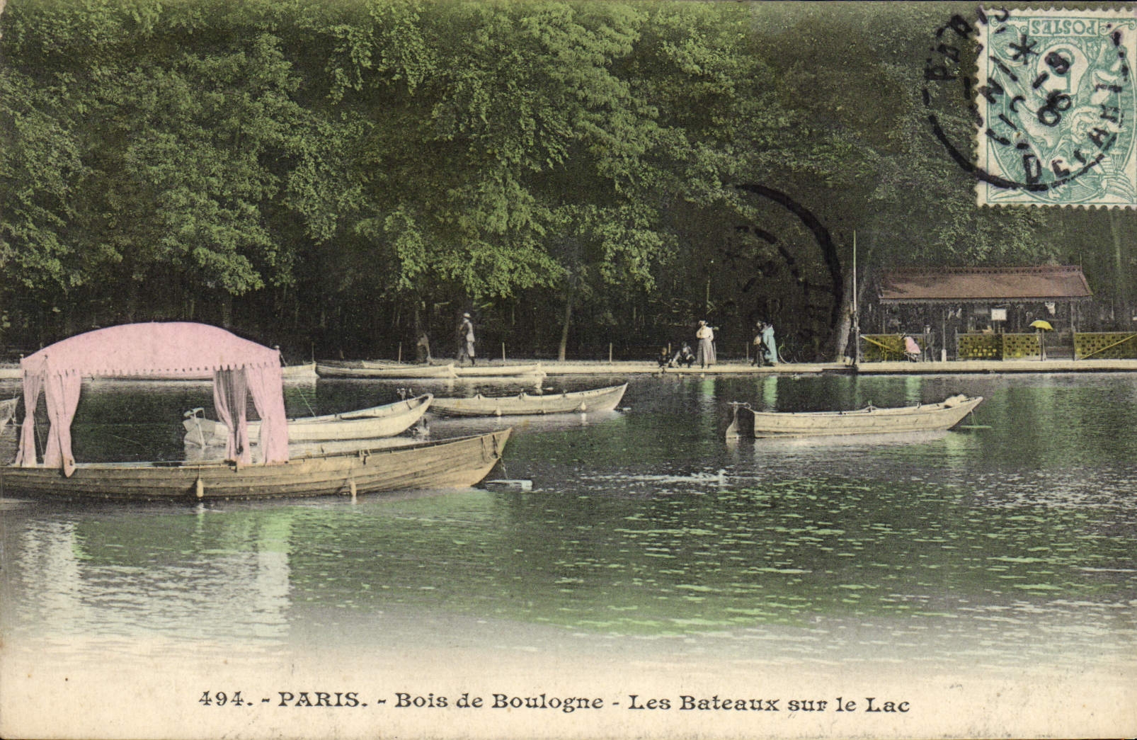 VINTAGE POSTCARD Paris Bois de Boulogne boats on the lake