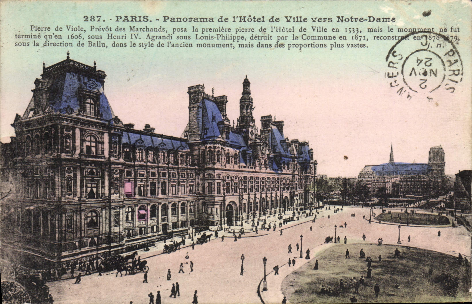 CPA Paris Panorama de L'Hotel de Ville Vers Notre Dame