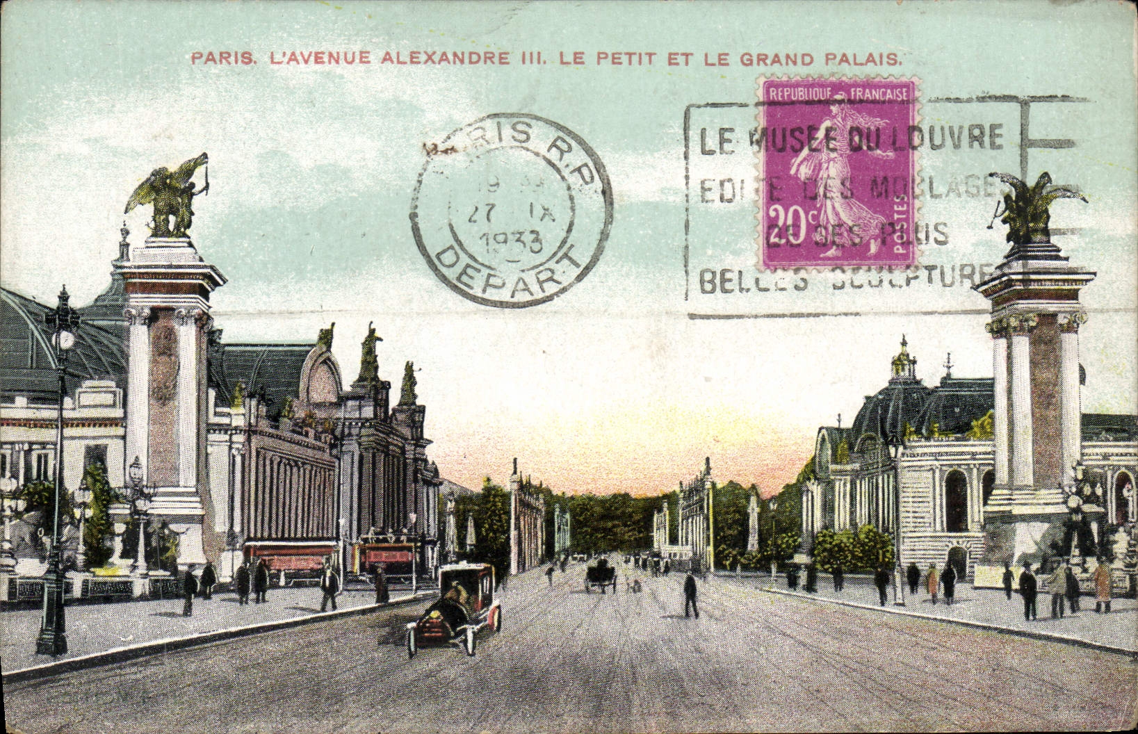 VINTAGE POSTCARD Paris the Avenue Alexandre III the Small one And the Large palace