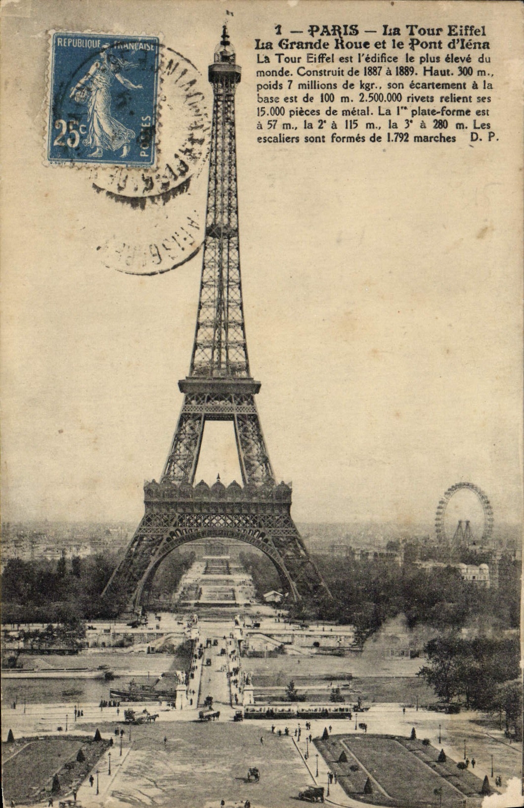 CPA Paris La Tour eiffel La Grande Roue et le Pont d'Iena