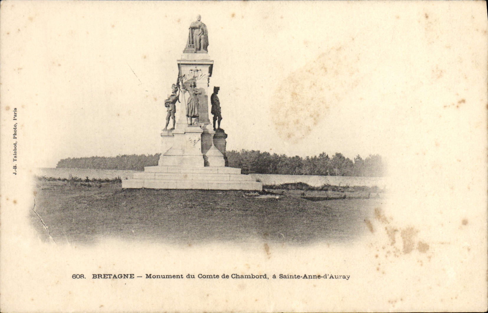 VINTAGE POSTCARD Brittany Monument of the Count de Chambord has Sainte Anne d' Auray