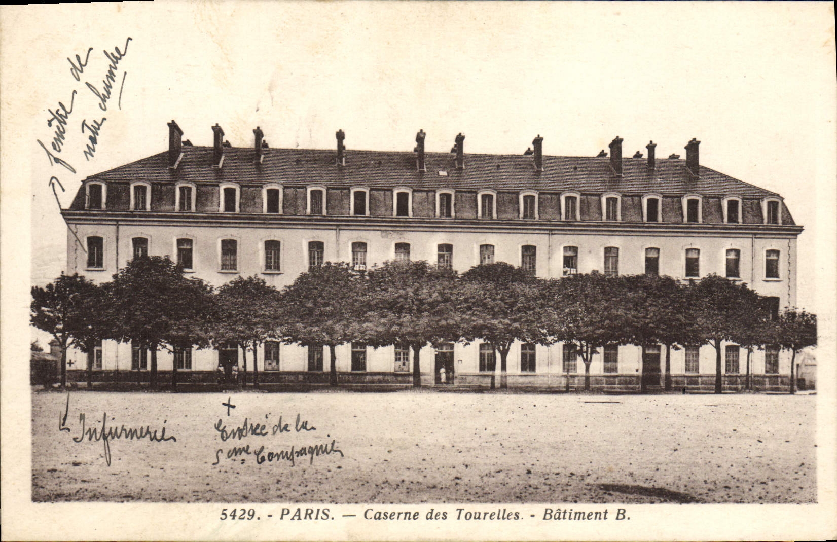 VINTAGE POSTCARD Paris Barracks Of Toureiles Building B