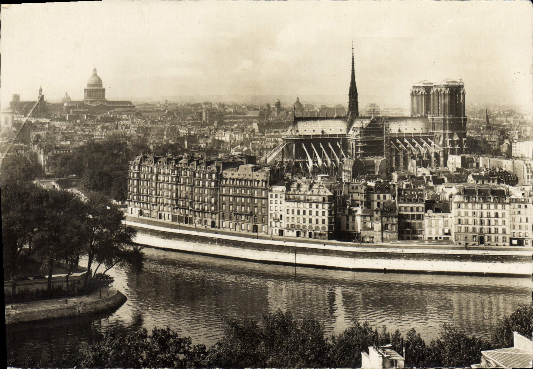 POSTAL MODERNA opinión de París el Seine Notre Dame y el panteón
