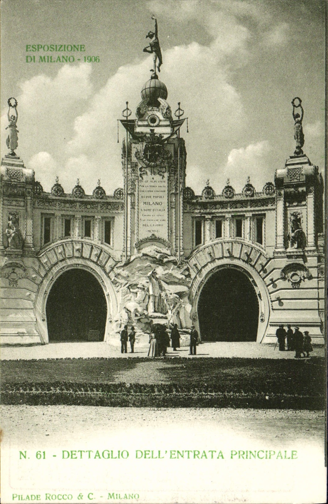 VINTAGE POSTCARD Milano Esposizione 1906 principal Dettaglio LED Entrata