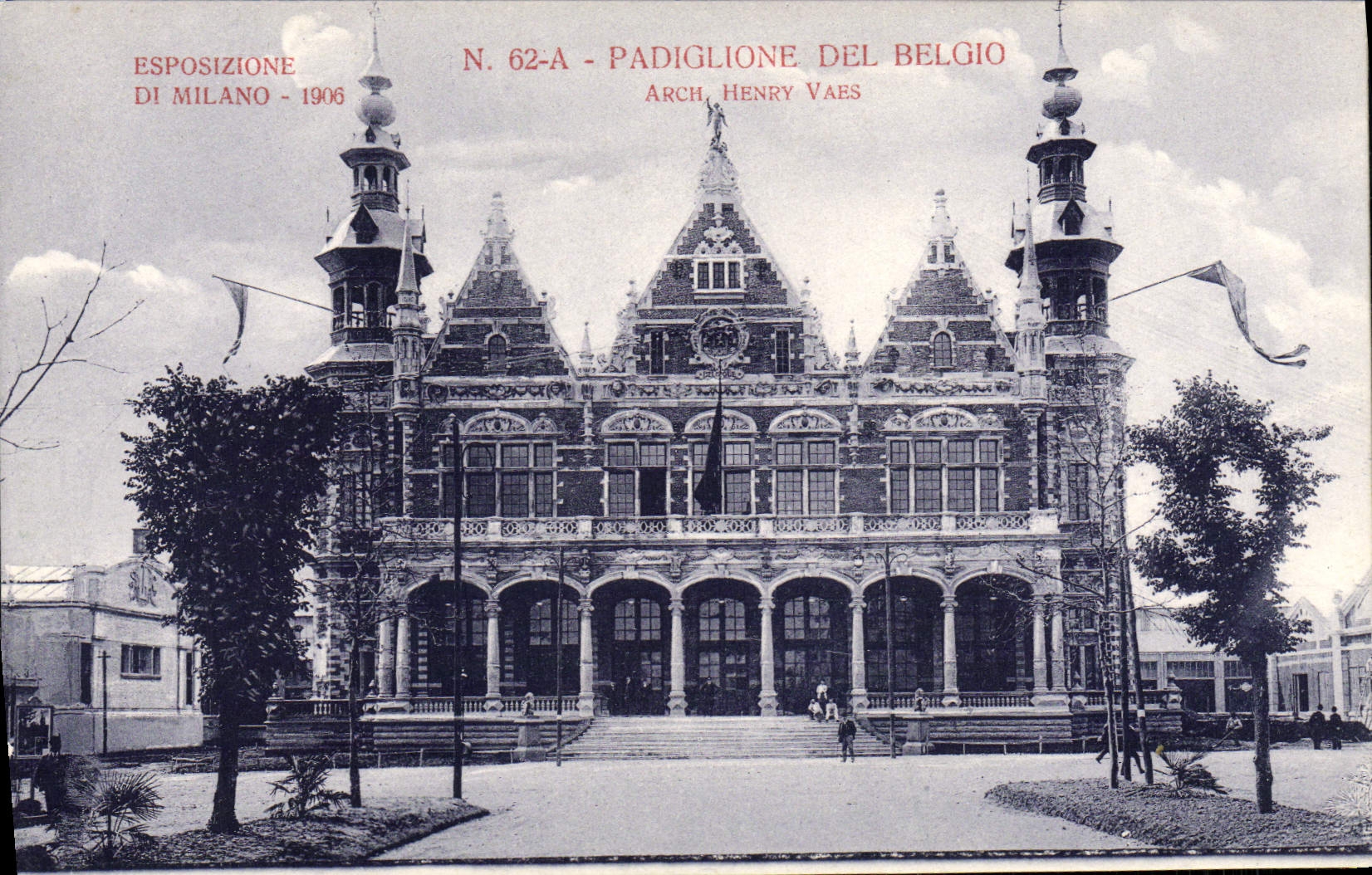 VINTAGE POSTCARD Milano Padiglione Del Belgio 1906