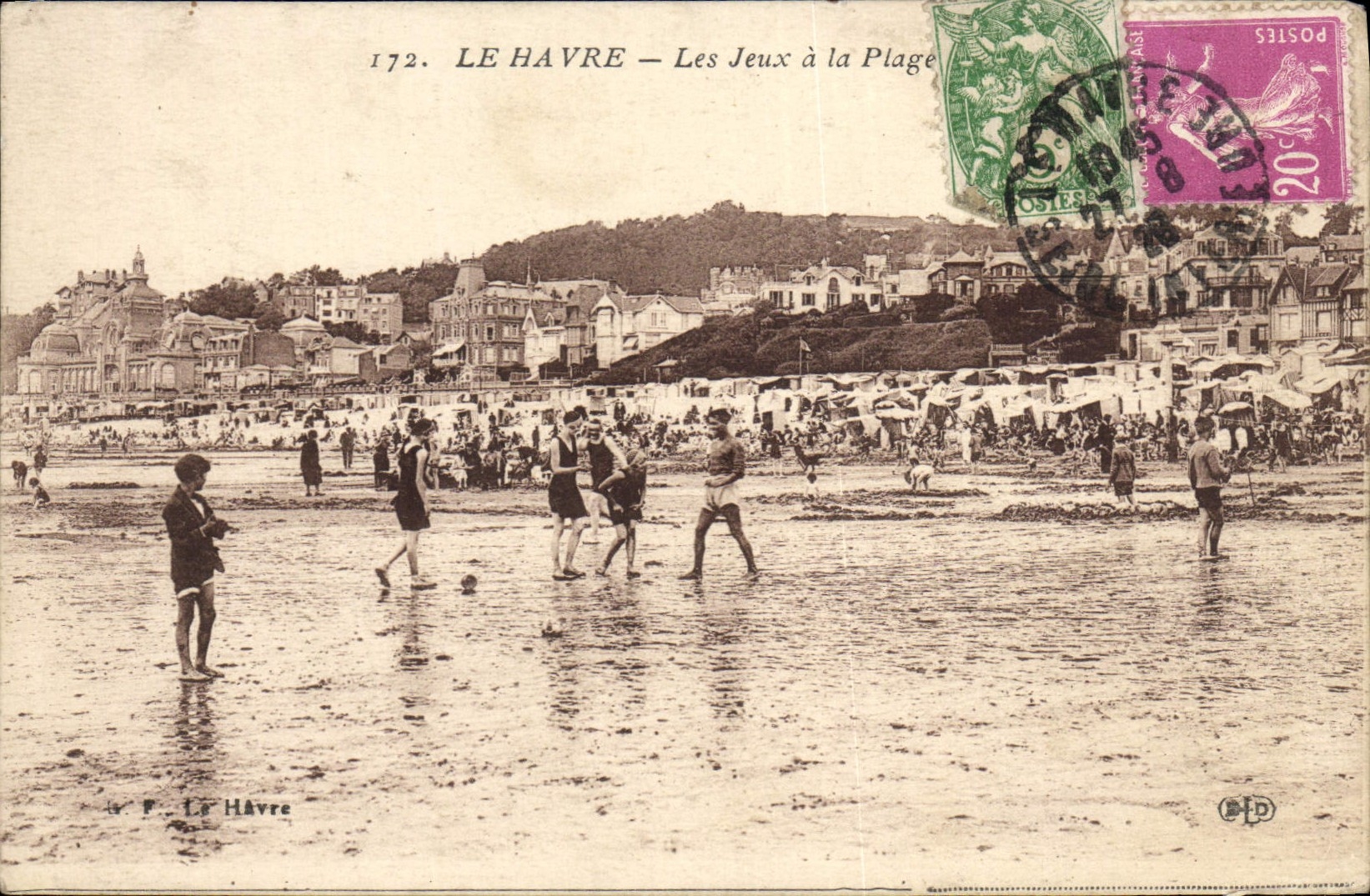 Juegos de Le Havre de la POSTAL de la VENDIMIA con la playa