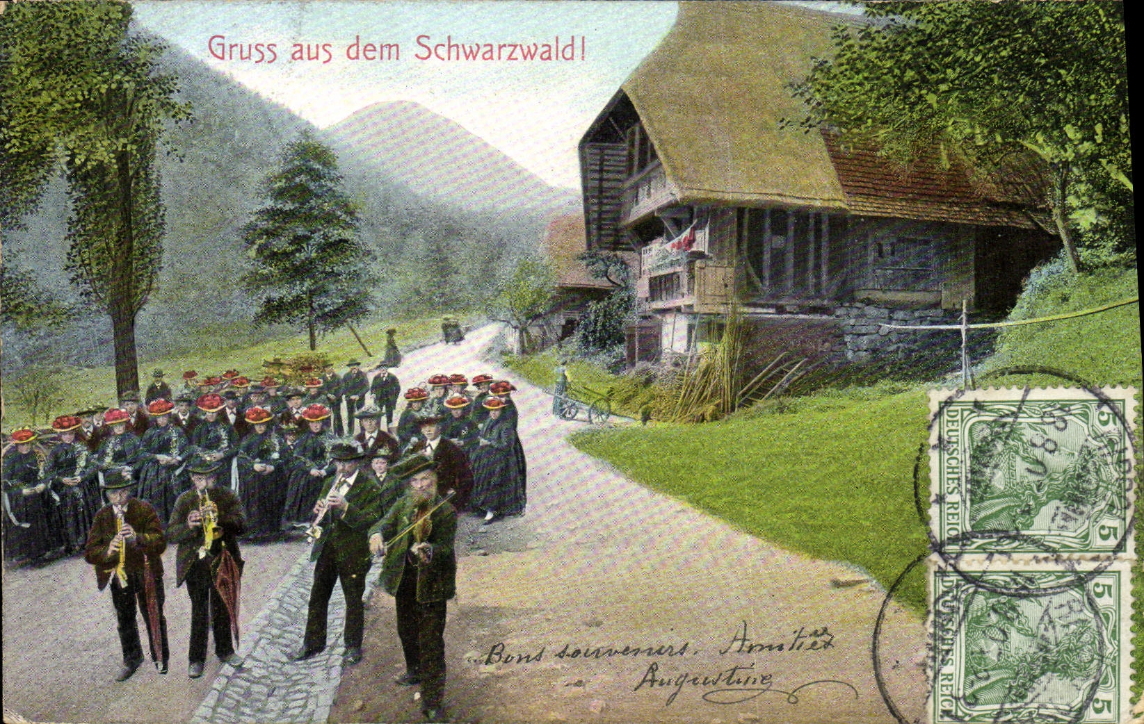 VINTAGE POSTCARD Gruss aus dem Schwarzald Folklore