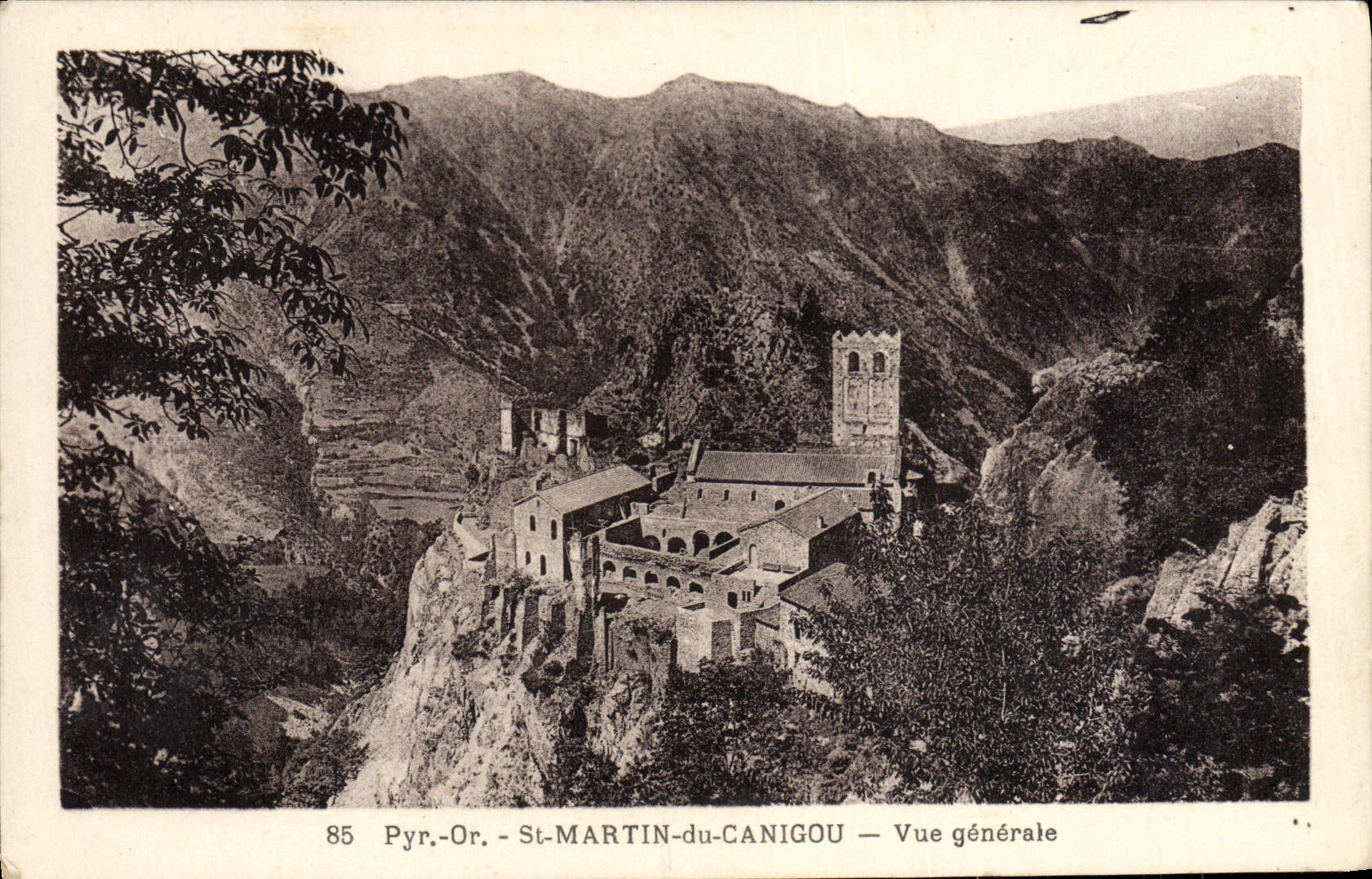 VINTAGE POSTCARD St Martin of Canigou View