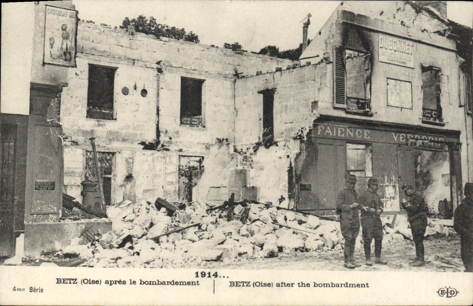 POSTAL Betz de la VENDIMIA después del bombardeo de Militaria