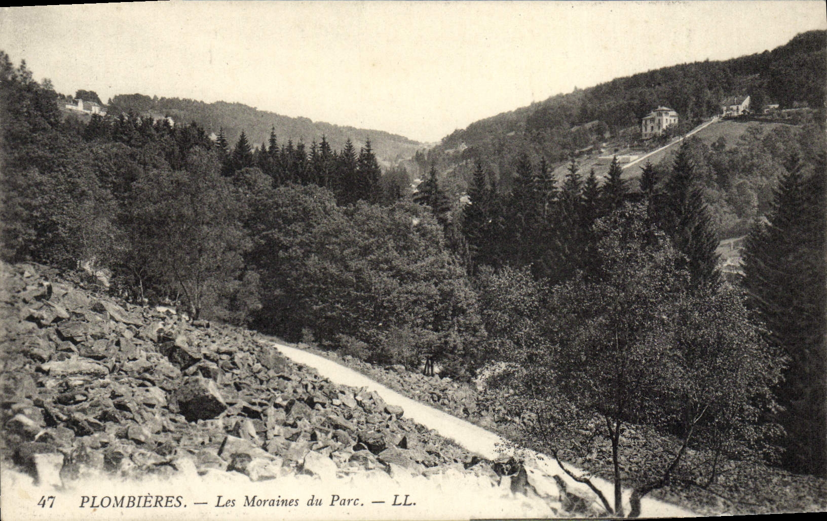 VINTAGE POSTCARD Plombieres Moraines of the Park